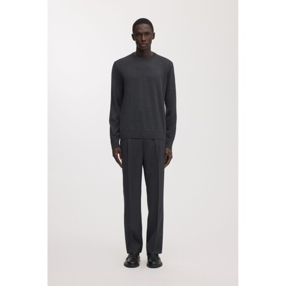ASKET The Merino Wool Sweater Dark Grey Charcoal Crewneck Mens Size Small